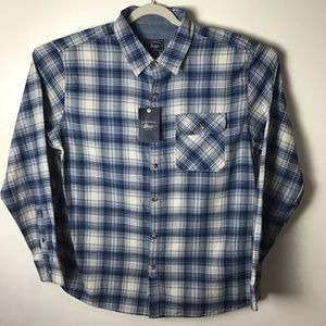 Bass blue plaid cotton button up shirt. XL